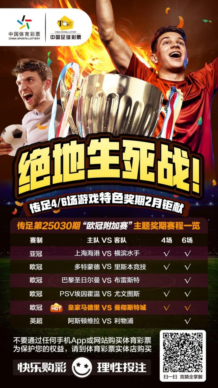  絕地生死戰(zhàn)！傳足特色獎期第25030期聚焦歐冠附加賽