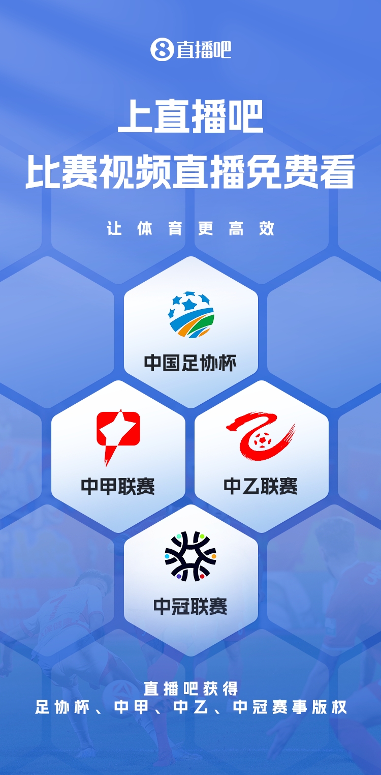  官宣！直播吧獲足協(xié)杯、中甲、中乙、中冠賽事版權(quán)，免費視頻直播